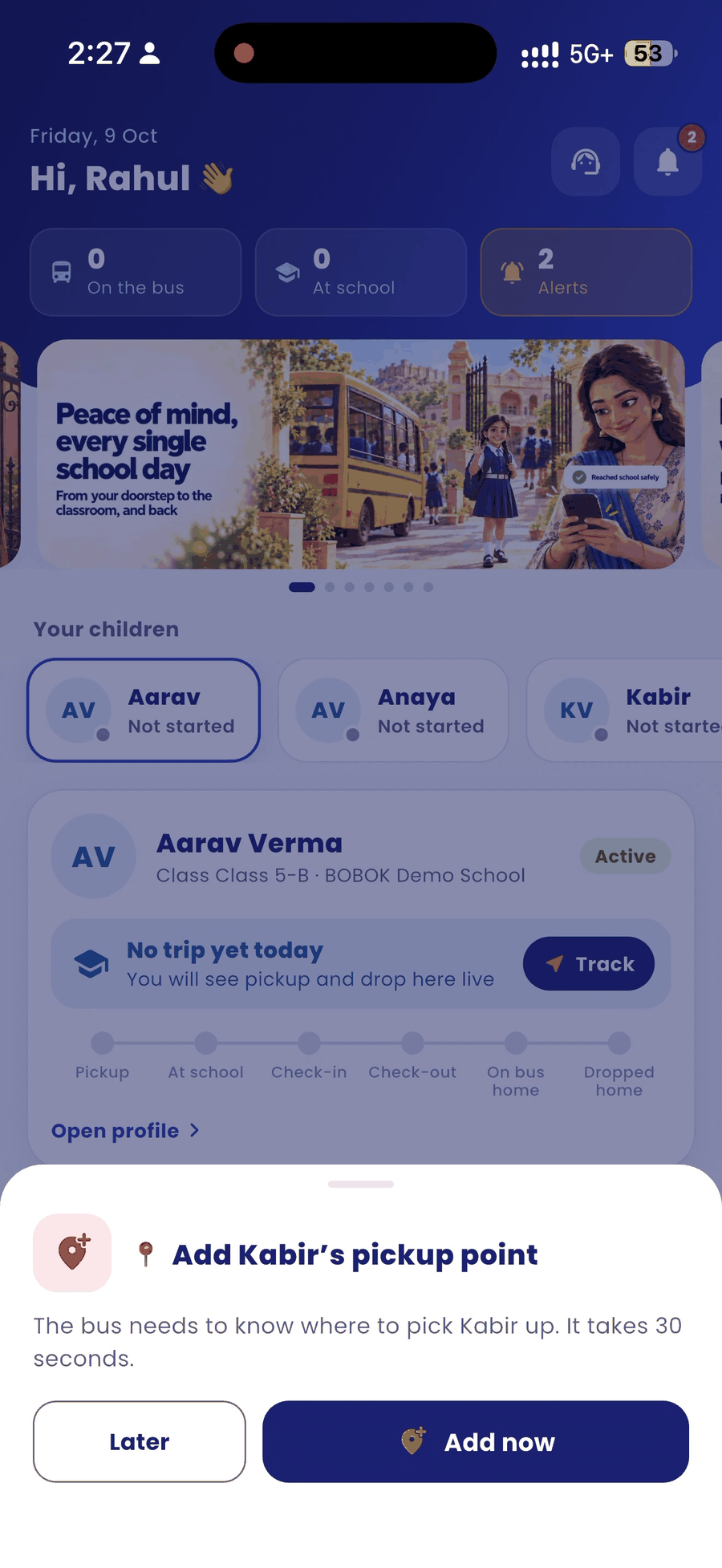 Add pickup point prompt