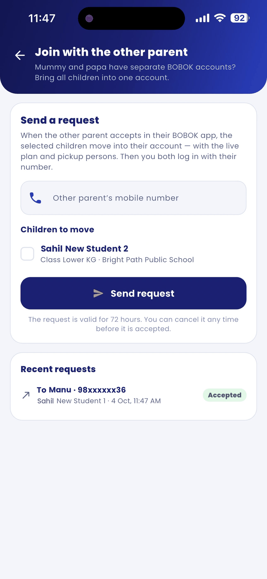 Send request