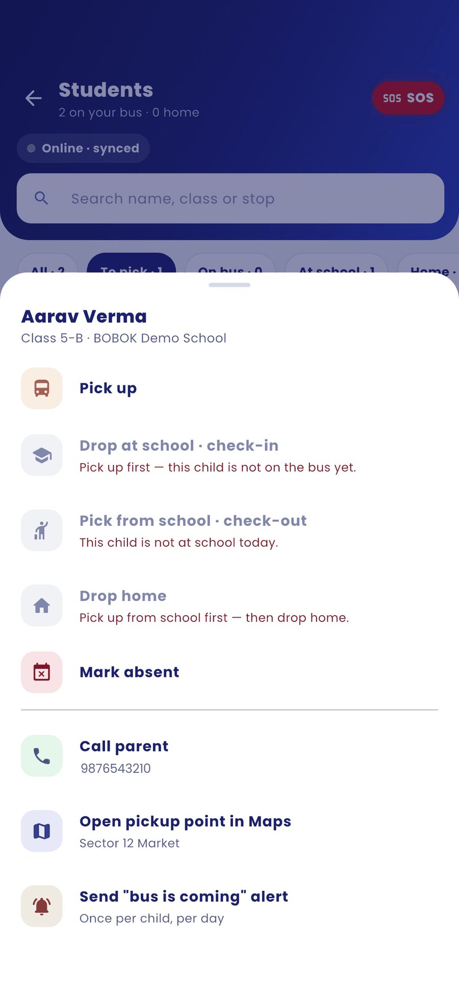 Student actions