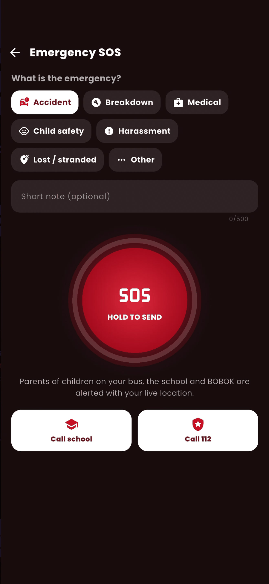 SOS screen