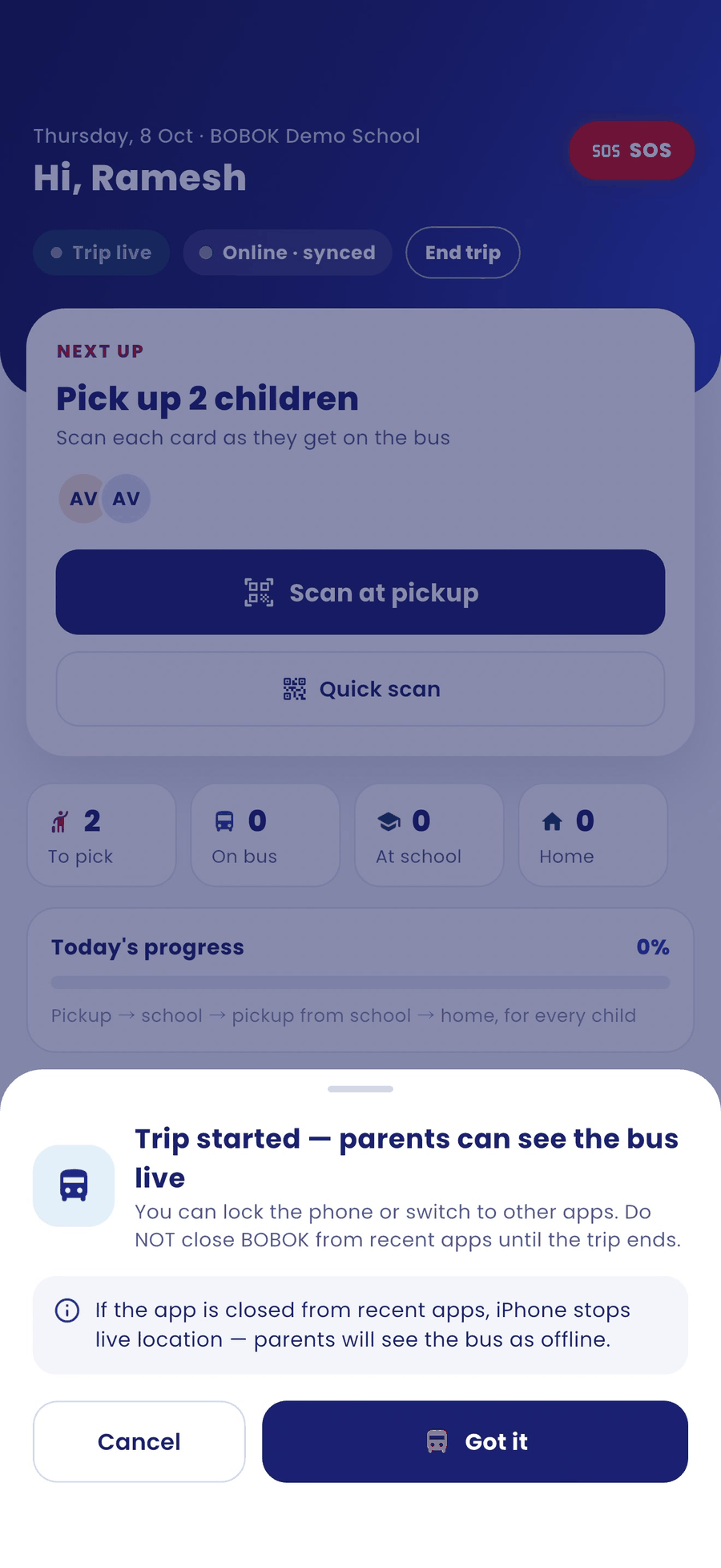 Trip started