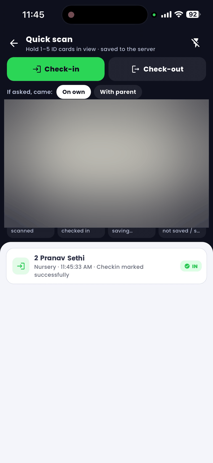 Check-in scan
