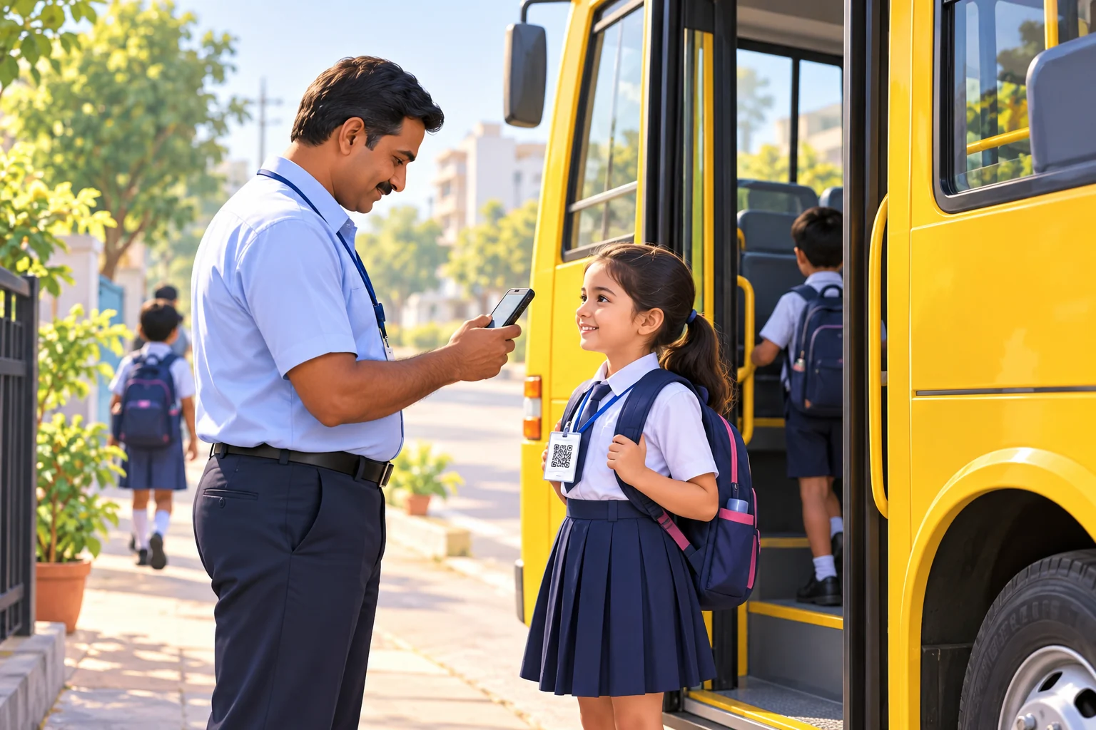 Driver using Bobok school bus app