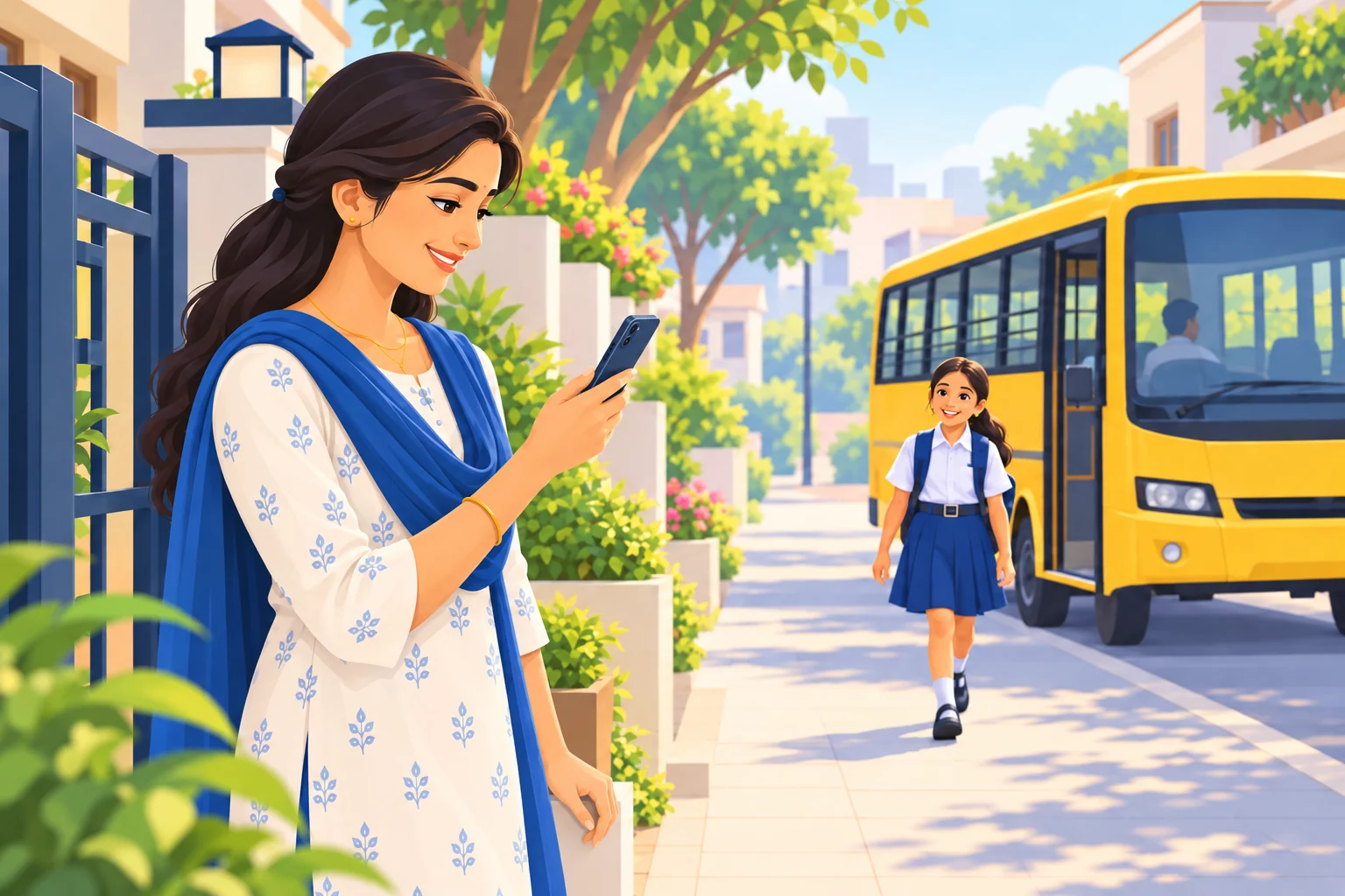 Parent tracking school bus on Bobok app